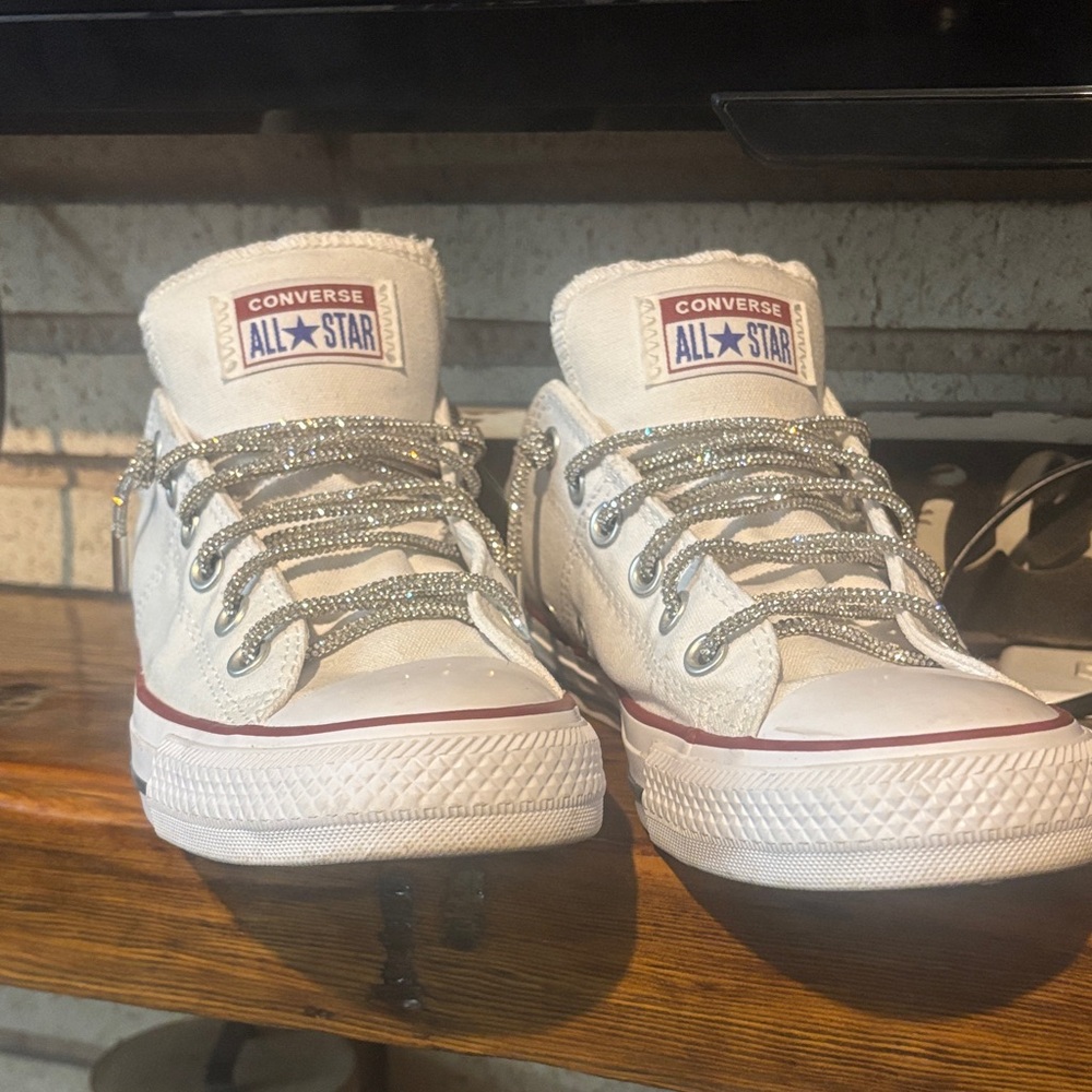 Converse All Star White with Rhinestone laces